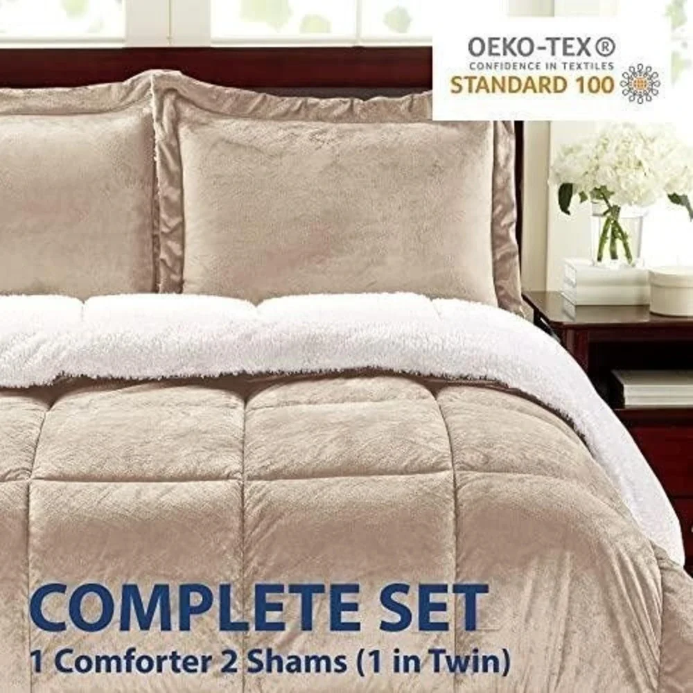 ⚡️Cathay Home Ultimate Luxury Reversible‎ Micromink & Sherpa Queen Comforter Set